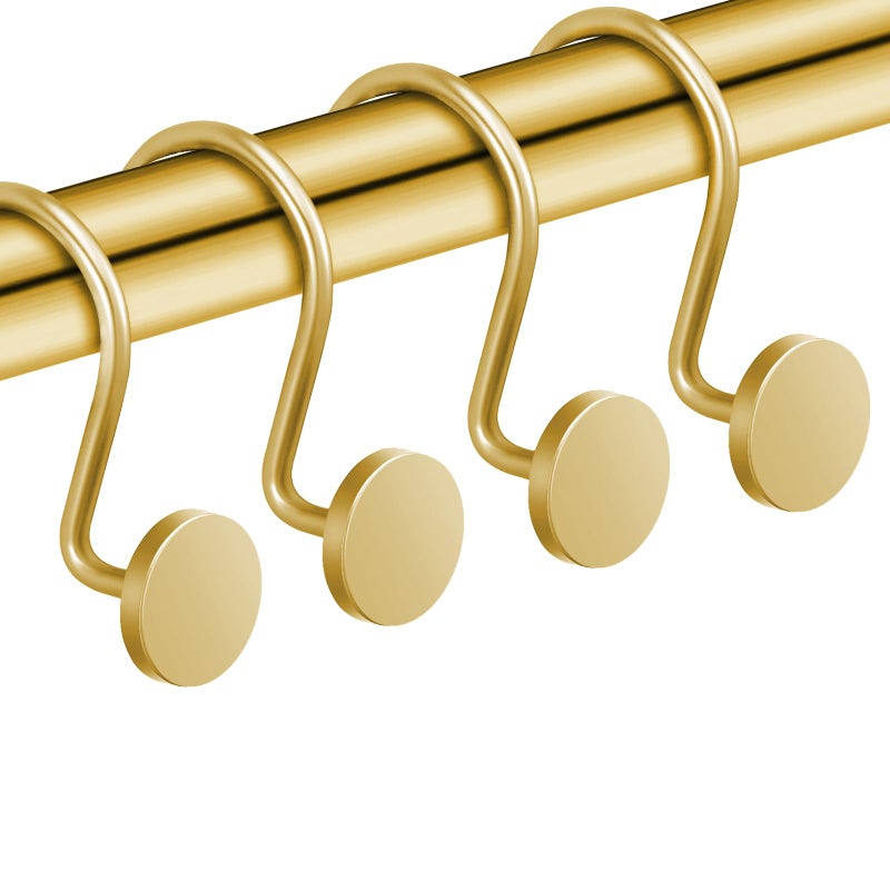 ZESLMG Shower Curtain Hooks, Gold Shower Curtain Rings Rustproof Metal Round Decorative Shower Hooks Rings for Bathroom Shower Rods Curtains, Set of 12 Heavy Duty Solid Hooks - Image 2